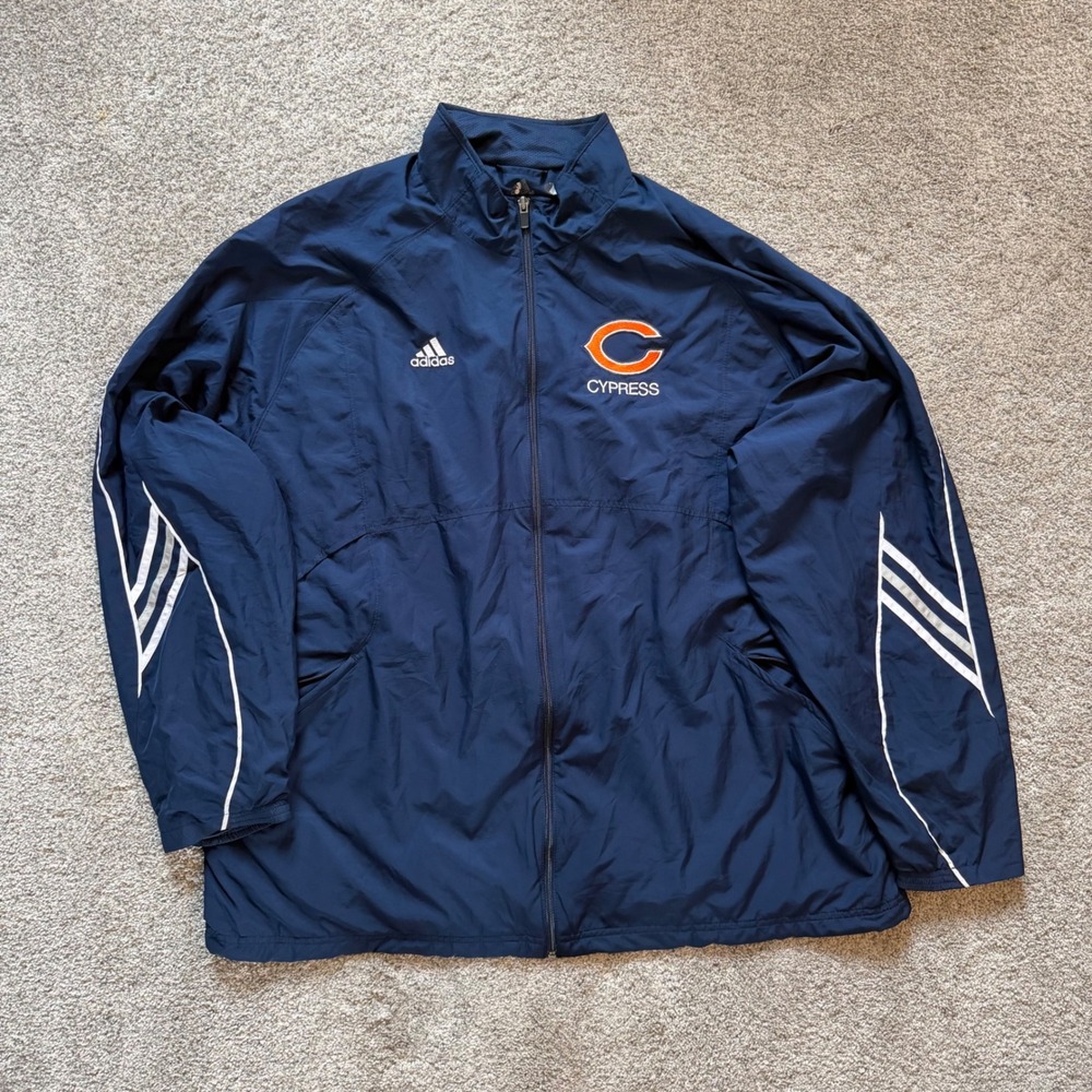Adidas Chicago Bears Cypress Windbreaker Jacket Navy Blue Mens XL Full Zip NFL